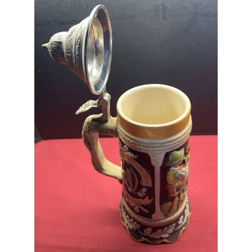 VINTAGE German Beer Stein Music Box with Pewter‎ Lid RARE - GERMANY
